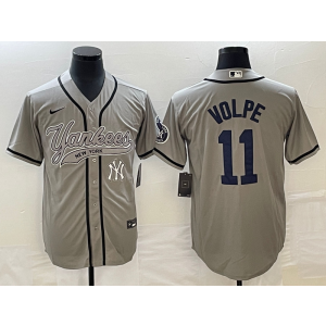 MLB Yankees 11 Anthony Volpe Grey Baseball Nike Cool Base Men Jersey MLB Yankees 11 Anthony Volpe Grey Baseball Nike Cool Base Men Jersey