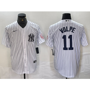 MLB Yankees 11 Anthony Volpe White Nike Cool Base Men Jersey MLB Yankees 11 Anthony Volpe White Nike Cool Base Men Jersey