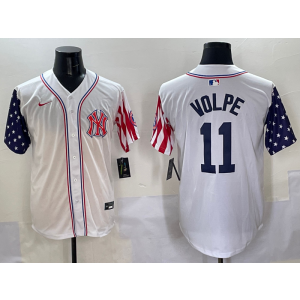 MLB Yankees 11 Anthony Volpe White USA Flag Nike Cool Base Men Jersey MLB Yankees 11 Anthony Volpe White USA Flag Nike Cool Base Men Jersey