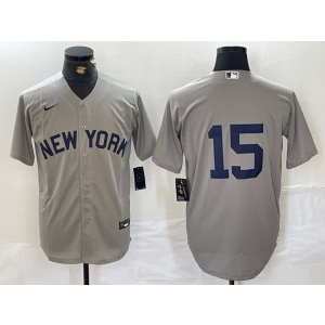 MLB Yankees 15 Grey Nike Cool Base Men Jersey MLB Yankees 15 Grey Nike Cool Base Men Jersey