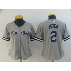 MLB Yankees 2 Derek Jeter Gray Cool Base Women Jersey MLB Yankees 2 Derek Jeter Gray Cool Base Women Jersey
