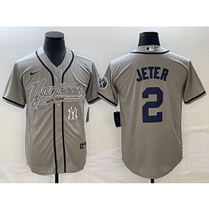 MLB Yankees 2 Derek Jeter Grey Baseball Nike Cool Base Men Jersey MLB Yankees 2 Derek Jeter Grey Baseball Nike Cool Base Men Jersey