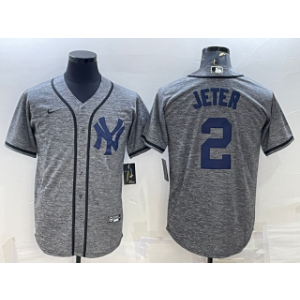 MLB Yankees 2 Derek Jeter Grey Nike Cool Base Men Jersey MLB Yankees 2 Derek Jeter Grey Nike Cool Base Men Jersey