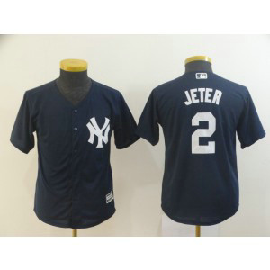 MLB Yankees 2 Derek Jeter Navy Cool Base Youth Jersey