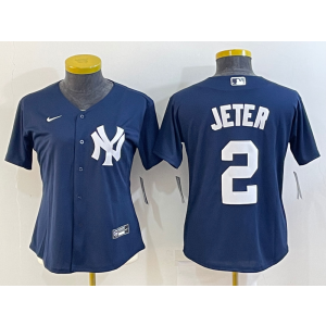 MLB Yankees 2 Derek Jeter Navy Nike Cool Base Women Jersey MLB Yankees 2 Derek Jeter Navy Nike Cool Base Women Jersey