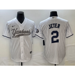 MLB Yankees 2 Derek Jeter White Baseball Nike Cool Base Men Jersey MLB Yankees 2 Derek Jeter White Baseball Nike Cool Base Men Jersey