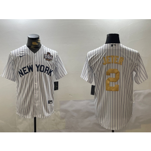 MLB Yankees 2 Derek Jeter White Gold 2024 World Series Nike Cool Base Men Jersey MLB Yankees 2 Derek Jeter White Gold 2024 World Series Nike Cool Base Men Jersey