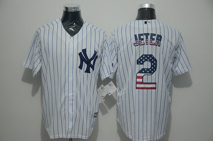 MLB Yankees 2 Derek Jeter White US Flag New Cool Base Jersey MLB Yankees 2 Derek Jeter White US Flag New Cool Base Jersey
