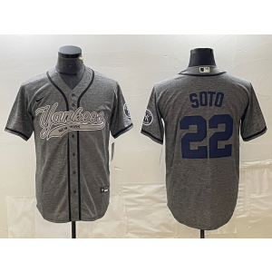 MLB Yankees 22 Soto Gray Baseball Nike Cool Base Men Jersey MLB Yankees 22 Soto Gray Baseball Nike Cool Base Men Jersey