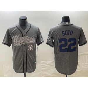 MLB Yankees 22 Soto Grey Baseball Nike Cool Base Men Jersey MLB Yankees 22 Soto Grey Baseball Nike Cool Base Men Jersey