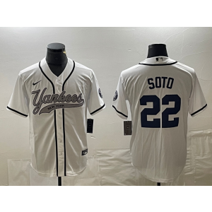 MLB Yankees 22 Soto White Baseball Nike Cool Base Men Jersey MLB Yankees 22 Soto White Baseball Nike Cool Base Men Jersey