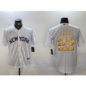 MLB Yankees 22 Soto White Gold Number Nike Cool Base Men Jersey MLB Yankees 22 Soto White Gold Number Nike Cool Base Men Jersey