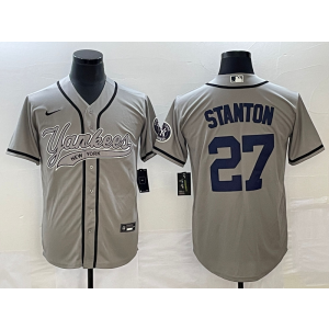 MLB Yankees 27 Giancarlo Stanton Grey Baseball Nike Cool Base Men Jersey MLB Yankees 27 Giancarlo Stanton Grey Baseball Nike Cool Base Men Jersey