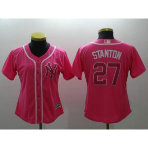 MLB Yankees 27 Giancarlo Stanton Pink Cool Base Women Jersey MLB Yankees 27 Giancarlo Stanton Pink Cool Base Women Jersey