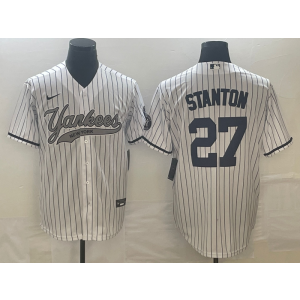 MLB Yankees 27 Giancarlo Stanton White Baseball Nike Cool Base Men Jersey MLB Yankees 27 Giancarlo Stanton White Baseball Nike Cool Base Men Jersey