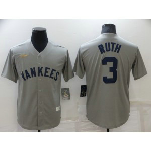 MLB Yankees 3 Babe Ruth 2021 Grey Nike Cool Base Men Jersey MLB Yankees 3 Babe Ruth 2021 Grey Nike Cool Base Men Jersey
