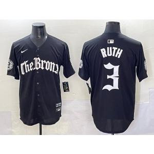 MLB Yankees 3 Babe Ruth New Black Nike Cool Base Men Jersey MLB Yankees 3 Babe Ruth New Black Nike Cool Base Men Jersey