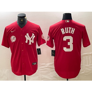 MLB Yankees 3 Babe Ruth Red Nike Cool Base Men Jersey MLB Yankees 3 Babe Ruth Red Nike Cool Base Men Jersey
