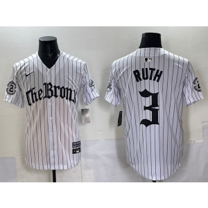 MLB Yankees 3 Ruth New White Nike Cool Base Men Jersey