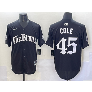 MLB Yankees 45 Cole New Black Nike Cool Base Men Jersey MLB Yankees 45 Cole New Black Nike Cool Base Men Jersey