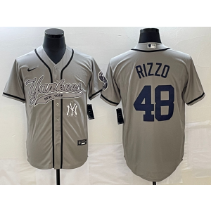 MLB Yankees 48 Anthony Rizzo Grey Baseball Nike Cool Base Men Jersey MLB Yankees 48 Anthony Rizzo Grey Baseball Nike Cool Base Men Jersey