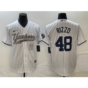 MLB Yankees 48 Anthony Rizzo White Baseball Nike Cool Base Men Jersey MLB Yankees 48 Anthony Rizzo White Baseball Nike Cool Base Men Jersey