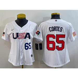 MLB Yankees 65 Nestor Cortes White 2023 World Baseball Classic Women Jersey MLB Yankees 65 Nestor Cortes White 2023 World Baseball Classic Women Jersey