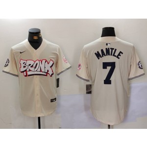 MLB Yankees 7 Mickey Mantle Cream Nike Cool Base Men Jersey MLB Yankees 7 Mickey Mantle Cream Nike Cool Base Men Jersey