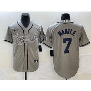 MLB Yankees 7 Mickey Mantle Grey Baseball Nike Cool Base Men Jersey MLB Yankees 7 Mickey Mantle Grey Baseball Nike Cool Base Men Jersey