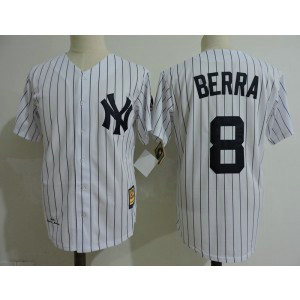 MLB Yankees 8 Yogi Berra White Cooperstown Collection Throwback Men Jersey MLB Yankees 8 Yogi Berra White Cooperstown Collection Throwback Men Jersey
