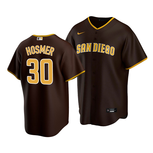 Men's 2020 Padres Eric Hosmer #30 Replica Road Brown Jersey Men's 2020 Padres Eric Hosmer #30 Replica Road Brown Jersey