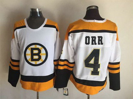 Men's Boston Bruins #4 Bobby Orr 1958-59 White CCM Vintage Throwback Jersey Men's Boston Bruins #4 Bobby Orr 1958-59 White CCM Vintage Throwback Jersey