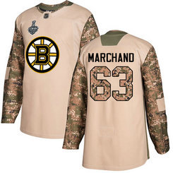 Men's Boston Bruins #63 Brad Marchand Camo Authentic 2019 Stanley Cup Final 2017 Veterans Day Bound Stitched Hockey Jersey