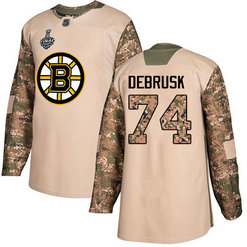 Men's Boston Bruins #74 Jake DeBrusk Camo Authentic 2019 Stanley Cup Final 2017 Veterans Day Bound Stitched Hockey Jersey
