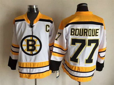 Men's Boston Bruins #77 Ray Bourque 1968-69 White CCM Vintage Throwback Jersey Men's Boston Bruins #77 Ray Bourque 1968-69 White CCM Vintage Throwback Jersey