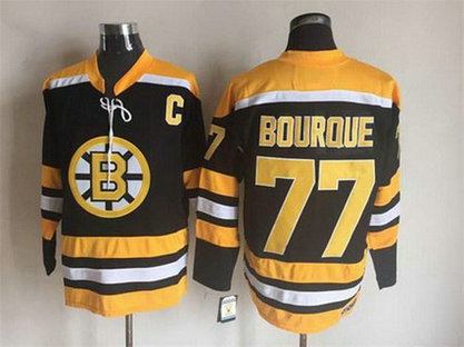 Men's Boston Bruins #77 Ray Bourque 2007-08 Black CCM Vintage Throwback Jersey Men's Boston Bruins #77 Ray Bourque 2007-08 Black CCM Vintage Throwback Jersey