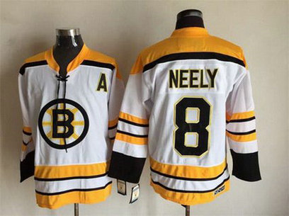 Men's Boston Bruins #8 Cam Neely 1968-69 White CCM Vintage Throwback Jersey Men's Boston Bruins #8 Cam Neely 1968-69 White CCM Vintage Throwback Jersey