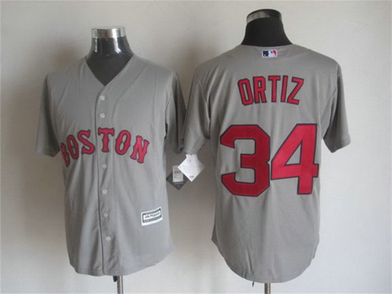 Men's Boston Red Sox #34 David Ortiz Away Gray  MLB Cool Base Jersey