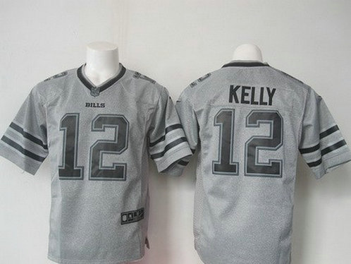 Men's Buffalo Bills #12 Jim Kelly Retired Player Nike Gray Gridiron 2015 NFL Gray Limited Jersey Men's Buffalo Bills #12 Jim Kelly Retired Player Nike Gray Gridiron 2015 NFL Gray Limited Jersey
