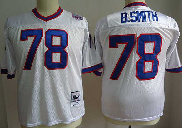 Men's Buffalo Bills #78 Bruce Smith White Throwback Jersey Men's Buffalo Bills #78 Bruce Smith White Throwback Jersey