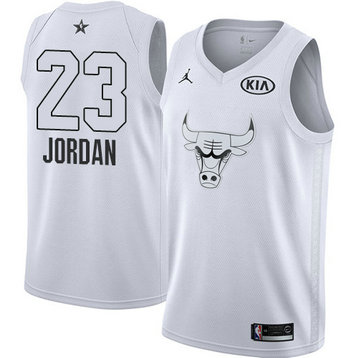 Men's Bulls #23 Michael Jordan White NBA Swingman 2018 All-Star Game Jersey