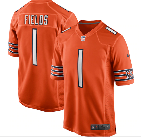 Men's Chicago Bears #1 Justin Fields Nike Orange 2021 NFL Draft First Round Pick Limited Jersey Men's Chicago Bears #1 Justin Fields Nike Orange 2021 NFL Draft First Round Pick Limited Jersey