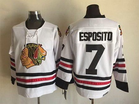 Men's Chicago Blackhawks #7 Tony Esposito 1999White CCM Vintage Throwback Jersey
