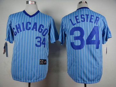 Men's Chicago Cubs #34 Jon Lester 1988 Light Blue Majestic Jersey Men's Chicago Cubs #34 Jon Lester 1988 Light Blue Majestic Jersey