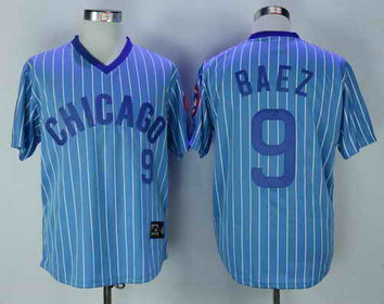 Men's Chicago Cubs #9 Javier Baez Light Blue Pullover 1988 Cooperstown Collection MLB Stitched Jersey By Majestic Men's Chicago Cubs #9 Javier Baez Light Blue Pullover 1988 Cooperstown Collection MLB Stitched Jersey By Majestic