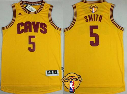 Men's Cleveland Cavaliers #5 J.R. Smith 2016 The NBA Finals Patch Yellow Jersey Men's Cleveland Cavaliers #5 J.R. Smith 2016 The NBA Finals Patch Yellow Jersey