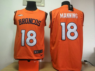 Men's Denver Broncos #18 Peyton Manning Orange Tank Top Stitched NFL Limited Jersey