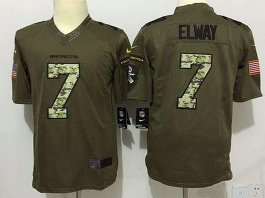 Men's Denver Broncos #7 John Elway Retired Player Green Salute to Service 2015 NFL Nike Limited Jersey