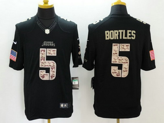 Men's Jacksonville Jaguars #5 Blake Bortles Black Salute to Service NFL Nike Limited Jersey