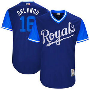 Men's Kansas City Royals #16 Paulo Orlando Nick Name Orlando Majestic Royal 2017 Players Weekend Jersey
